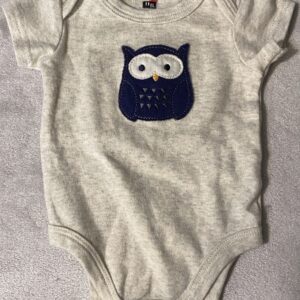 HB Hudson Baby by Macy's / Light Heather Gray Onesie with Owl Applique / 0-3 months / Excellent Condition