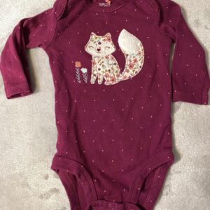 Carter's / Just One You / Pink Long Sleeved Onesie with Floral Fox Applique / 3 months / Excellent Condition!