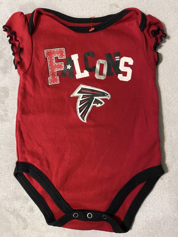NFL Team Apparel / Atlanta Falcons Onesie / Ruffled Sleeves / 3-6 months / Excellent Condition!