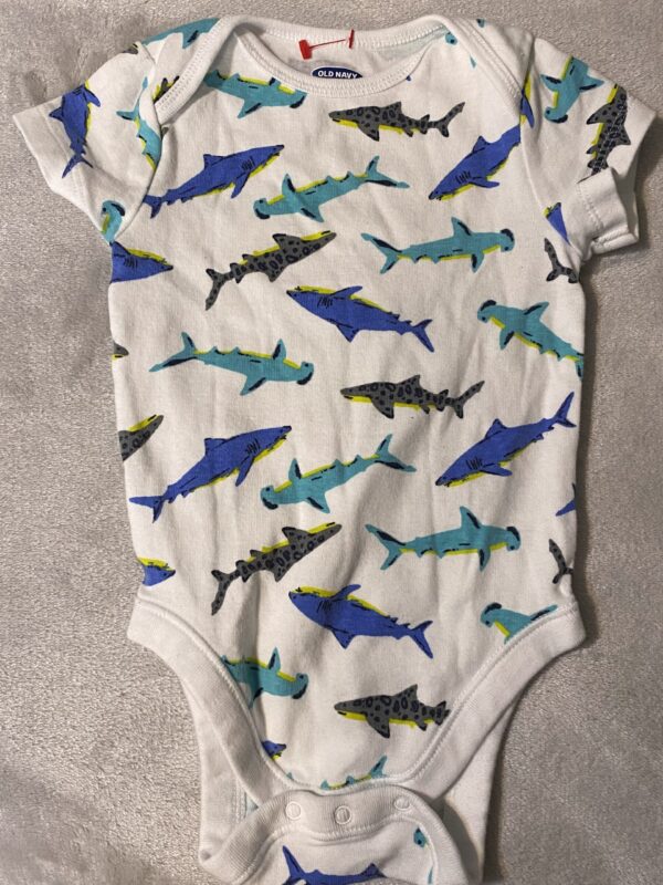 Old Navy / White Shark Onesie / 6-12 months / Good Condition